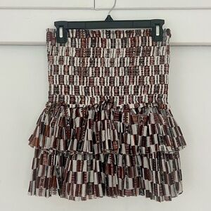 Isabel Marant Etoile Skirt Naomi Mini Smocked Ruffled Tiered Floral-size 6 (38)